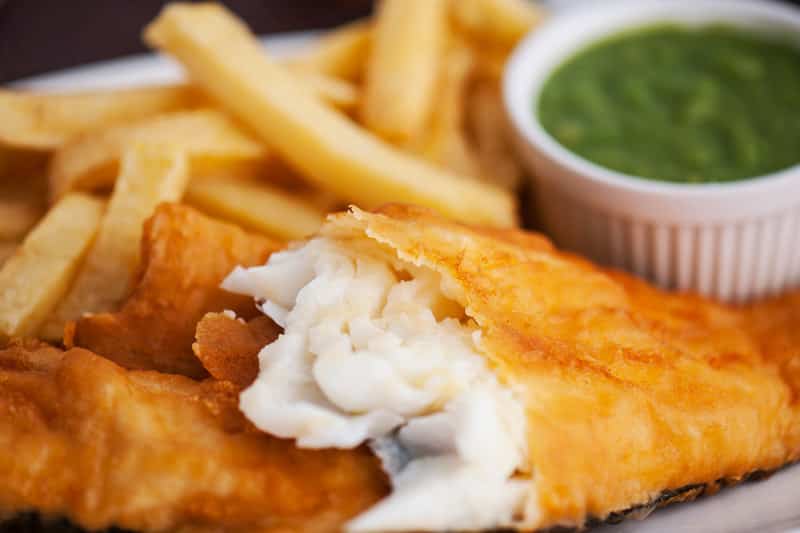 A traditional fish and chips
