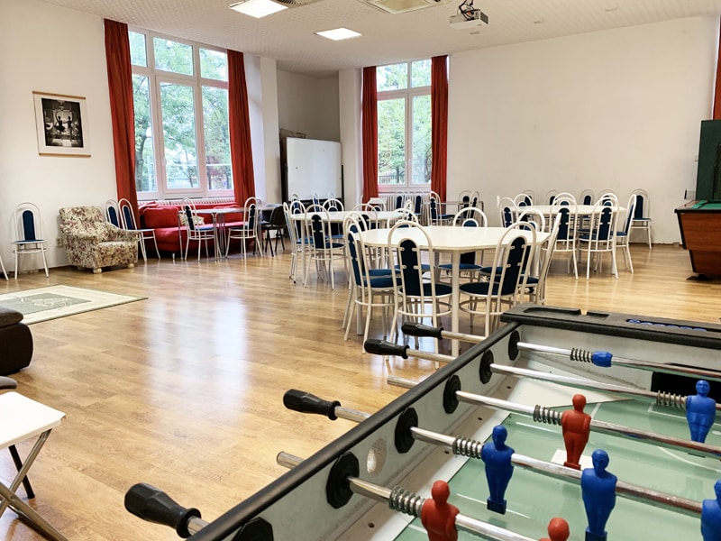 Games room with table football, tv and pool table
